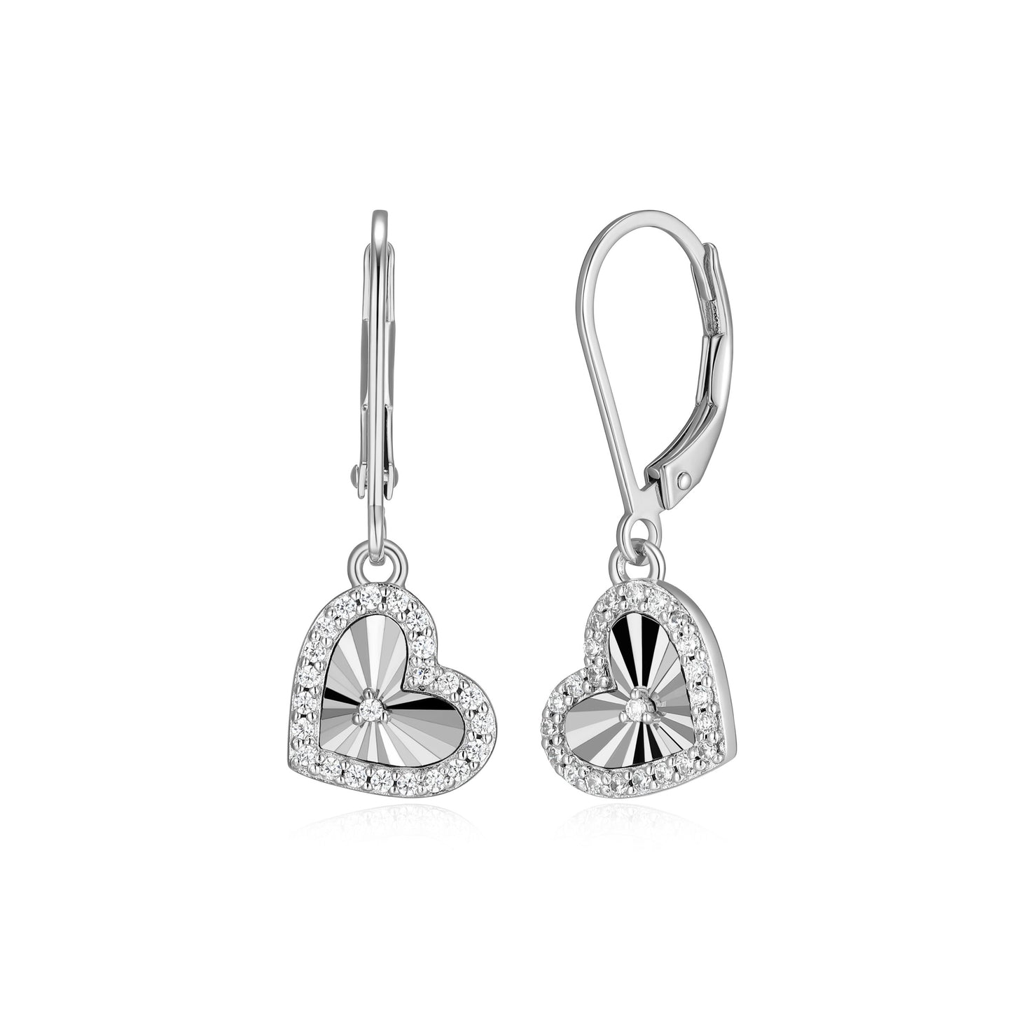 BE0311W - Sunray Heart Leverback Earrings | m by monte luna