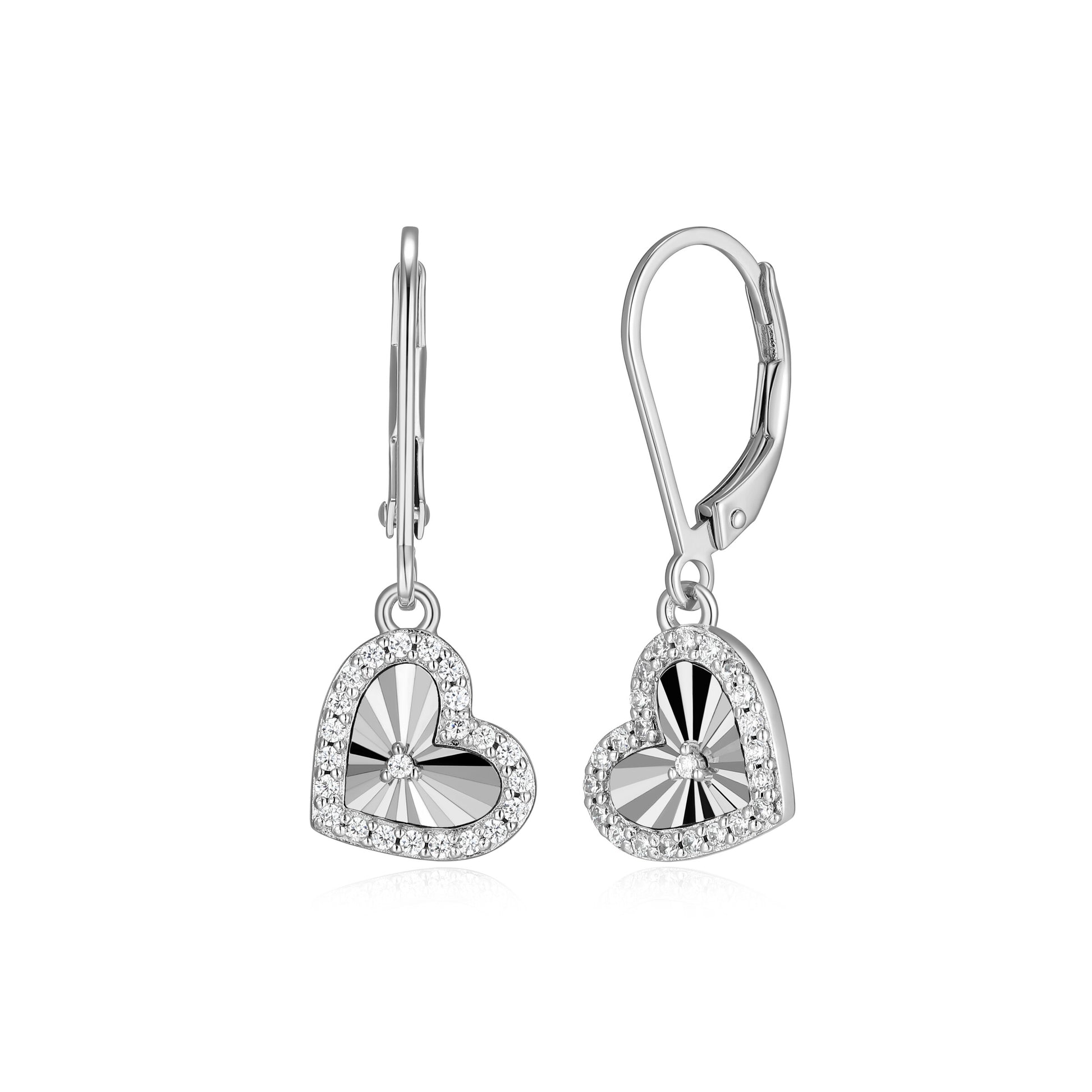 BE0311W - Sunray Heart Leverback Earrings | m by monte luna