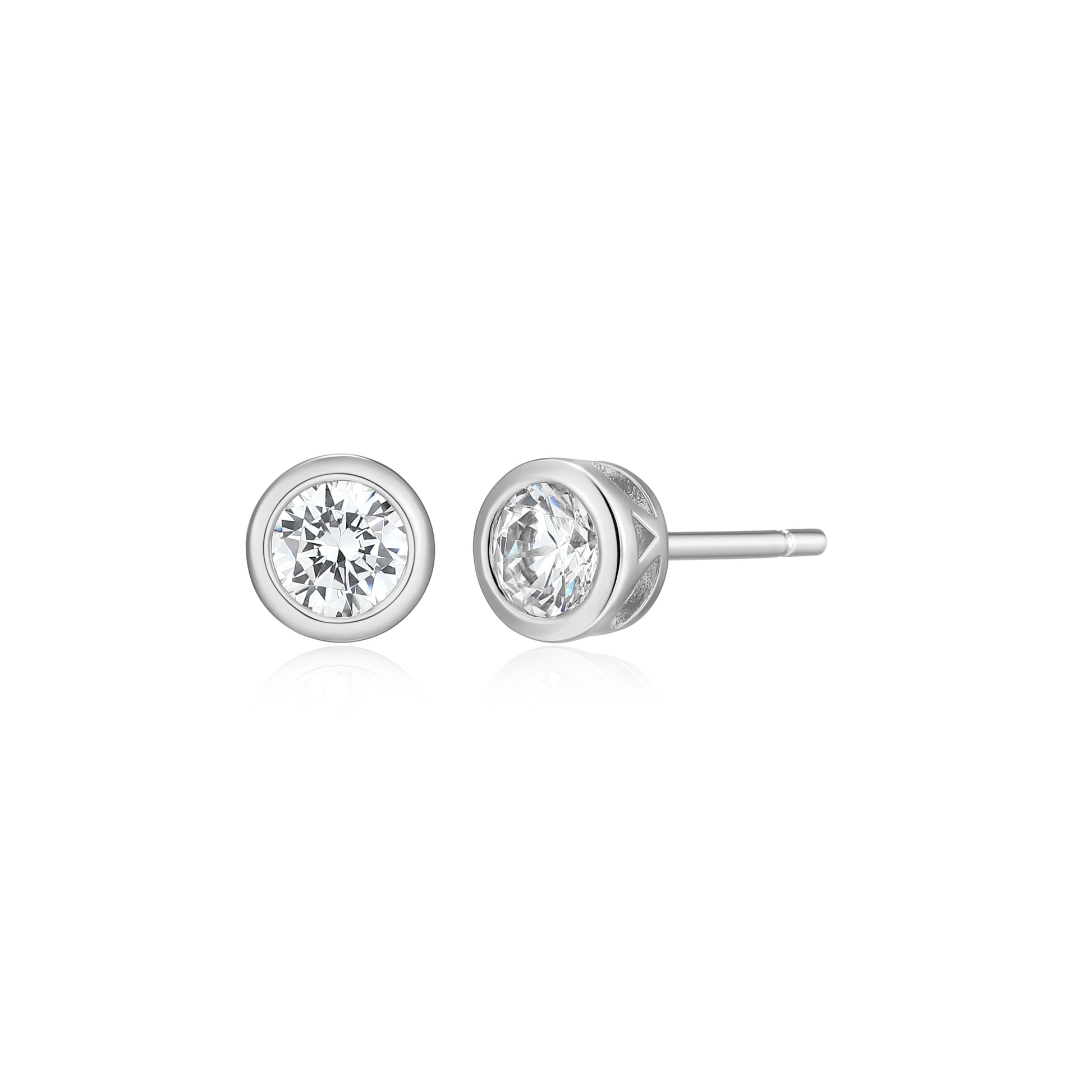 ME0143W - Bezel Solitaire 1/2 CTTW Stud Earrings | Monte Luna