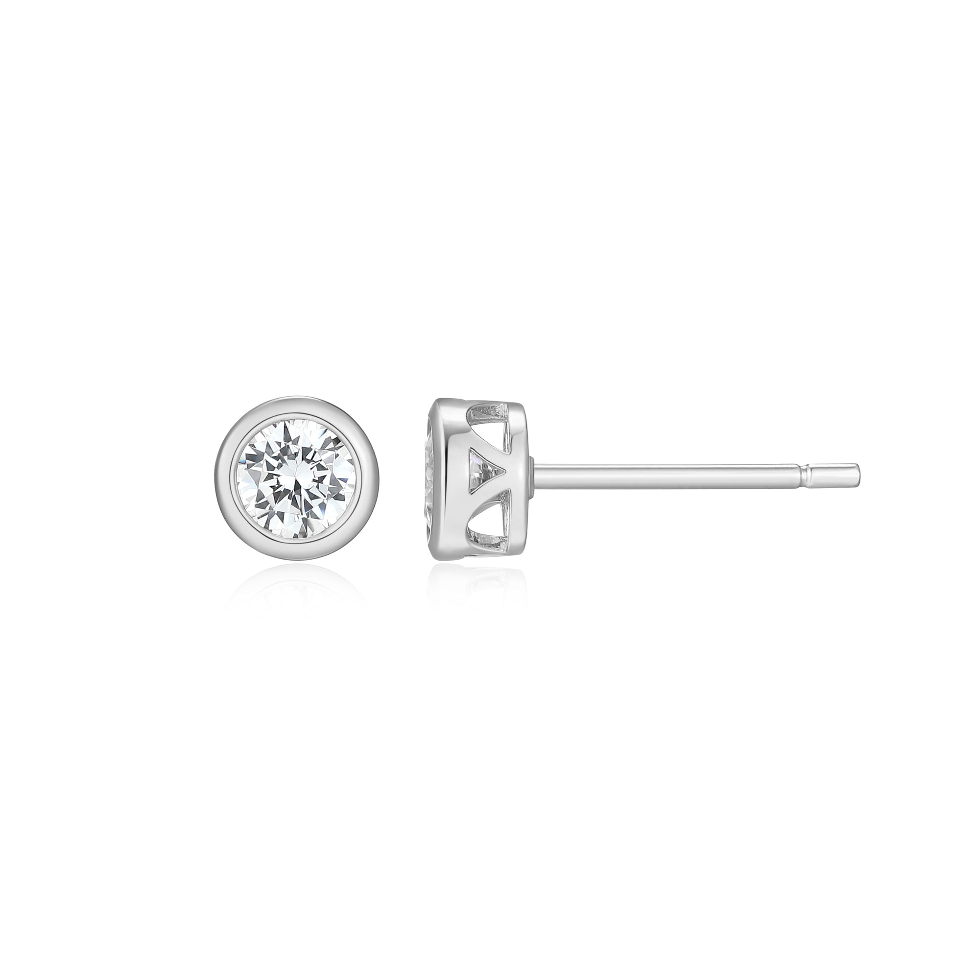 ME0143W - Bezel Solitaire 1/2 CTTW Stud Earrings | Monte Luna