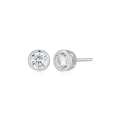 ME0144W - Bezel Solitaire 1.0 CTTW Stud Earrings | Monte Luna