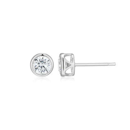 ME0144W - Bezel Solitaire 1.0 CTTW Stud Earrings | Monte Luna
