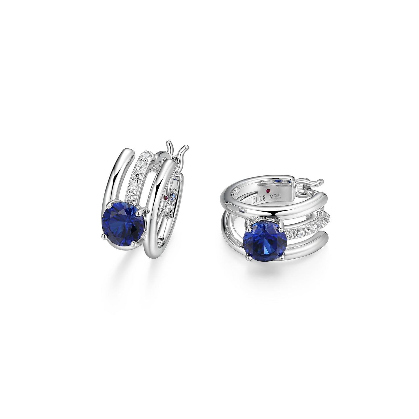 LE0293 - Created Blue Sapphire Spotlight Hoop Earrings | elle