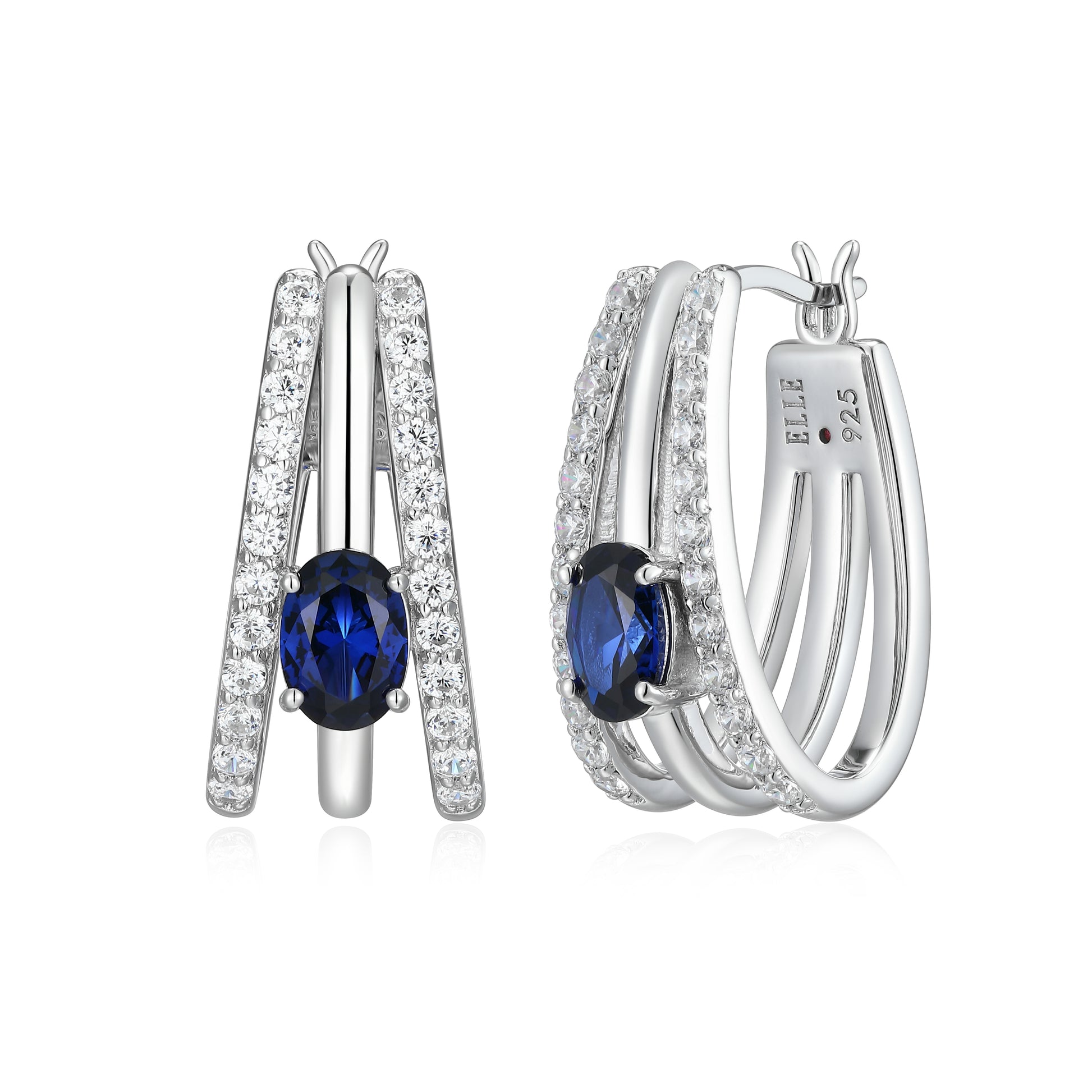 LE0294 - Created Blue Sapphire Radiance Pavé Hoops | elle
