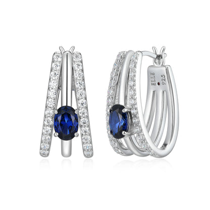 LE0294 - Created Blue Sapphire Radiance Pavé Hoops | elle