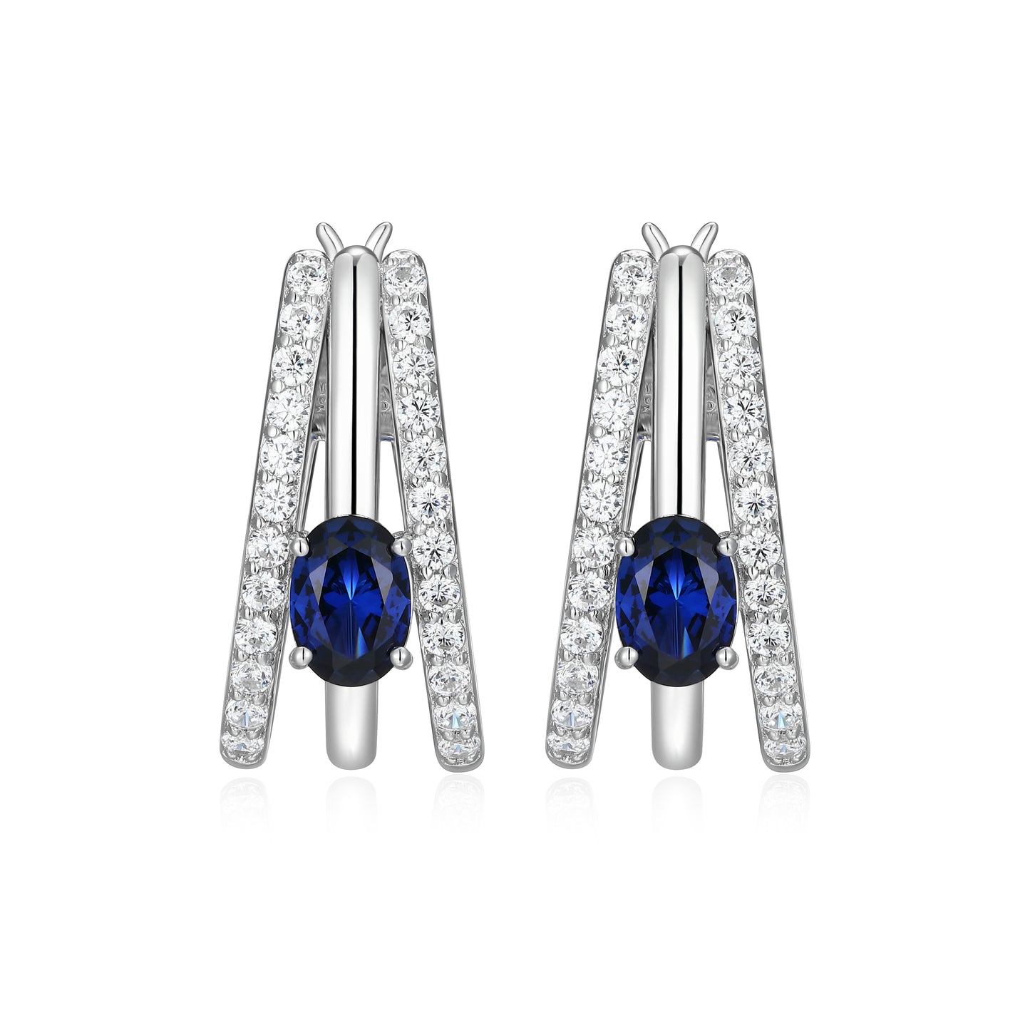 LE0294 - Created Blue Sapphire Radiance Pavé Hoops | elle