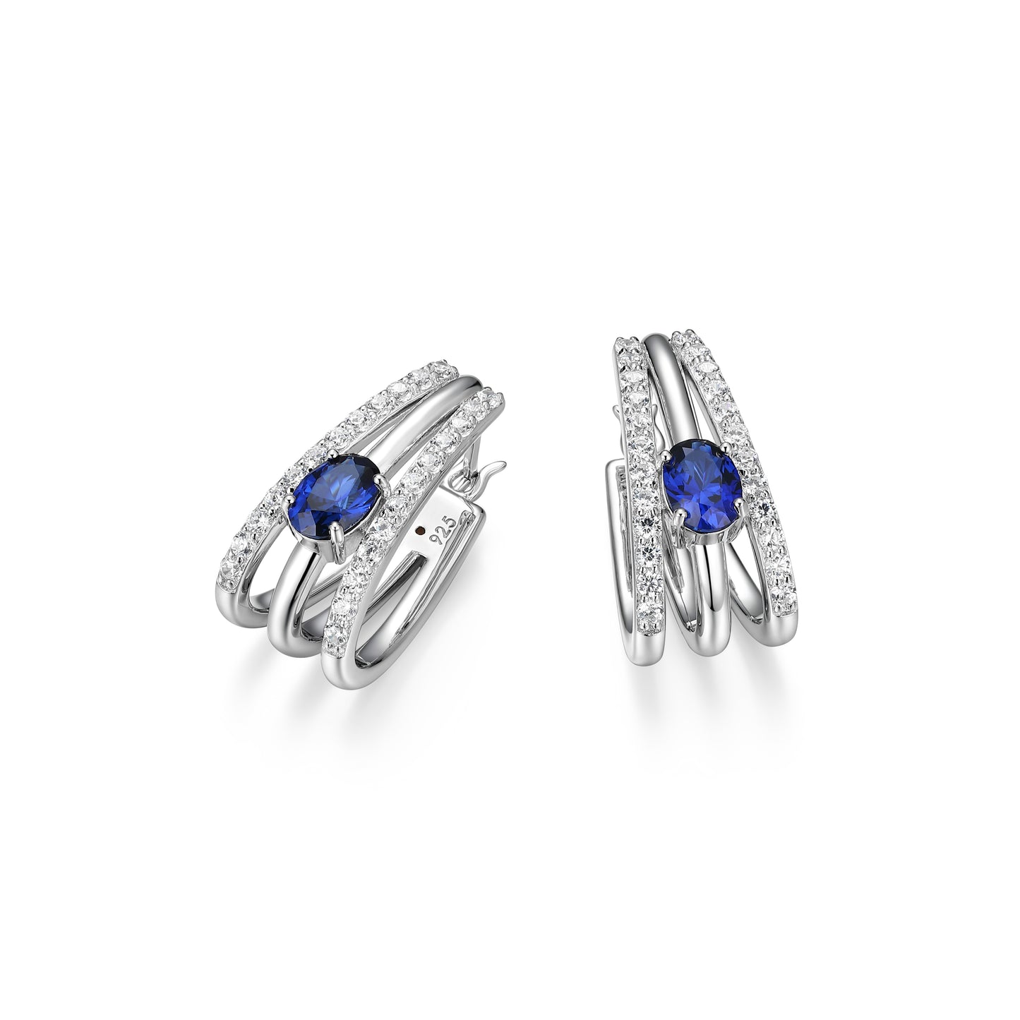 LE0294 - Created Blue Sapphire Radiance Pavé Hoops | elle