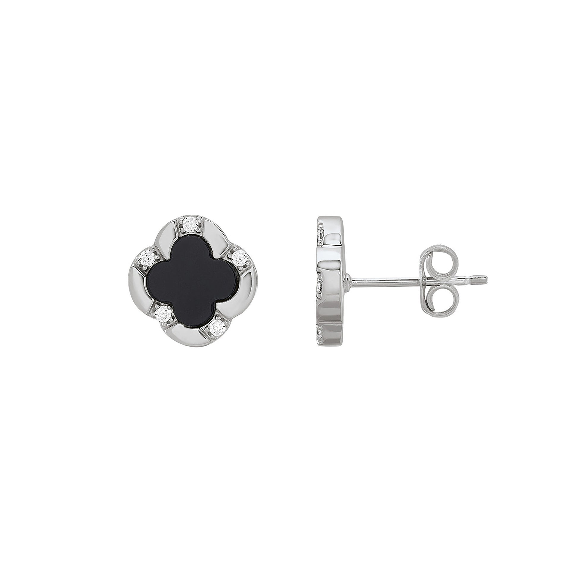 CE0197 - Black Onyx Clover Stud Earrings | charles garnier