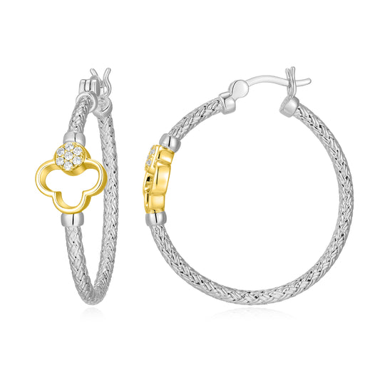 CE0200 - Two-Tone Clover Original Mesh Hoop Earrings | charles garnier