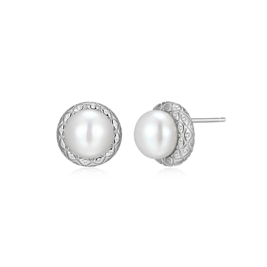 CE0215 - Quilted Freshwater Pearl Stud Earrings | Paris 1901