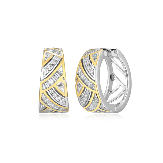 CE0225 - Two-Tone Baguette Hoop Earrings | Paris 1901