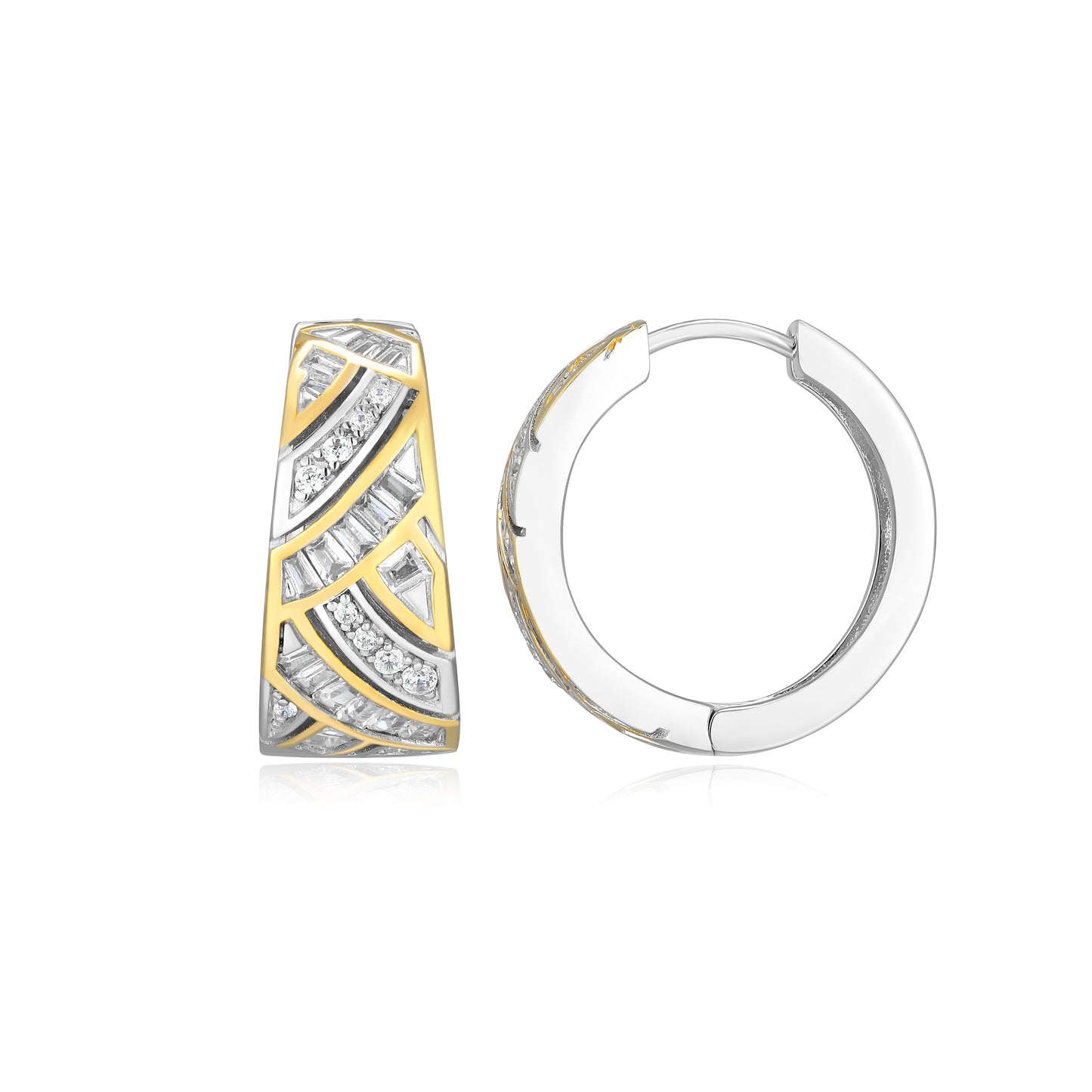 CE0225 - Two-Tone Baguette Hoop Earrings | Paris 1901