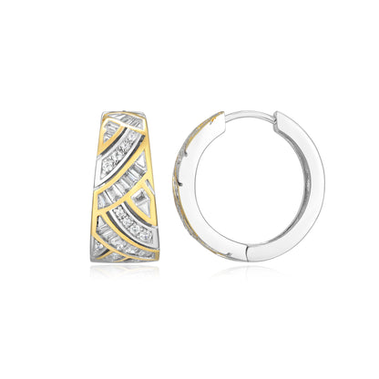 CE0225 - Two-Tone Baguette Hoop Earrings | Paris 1901