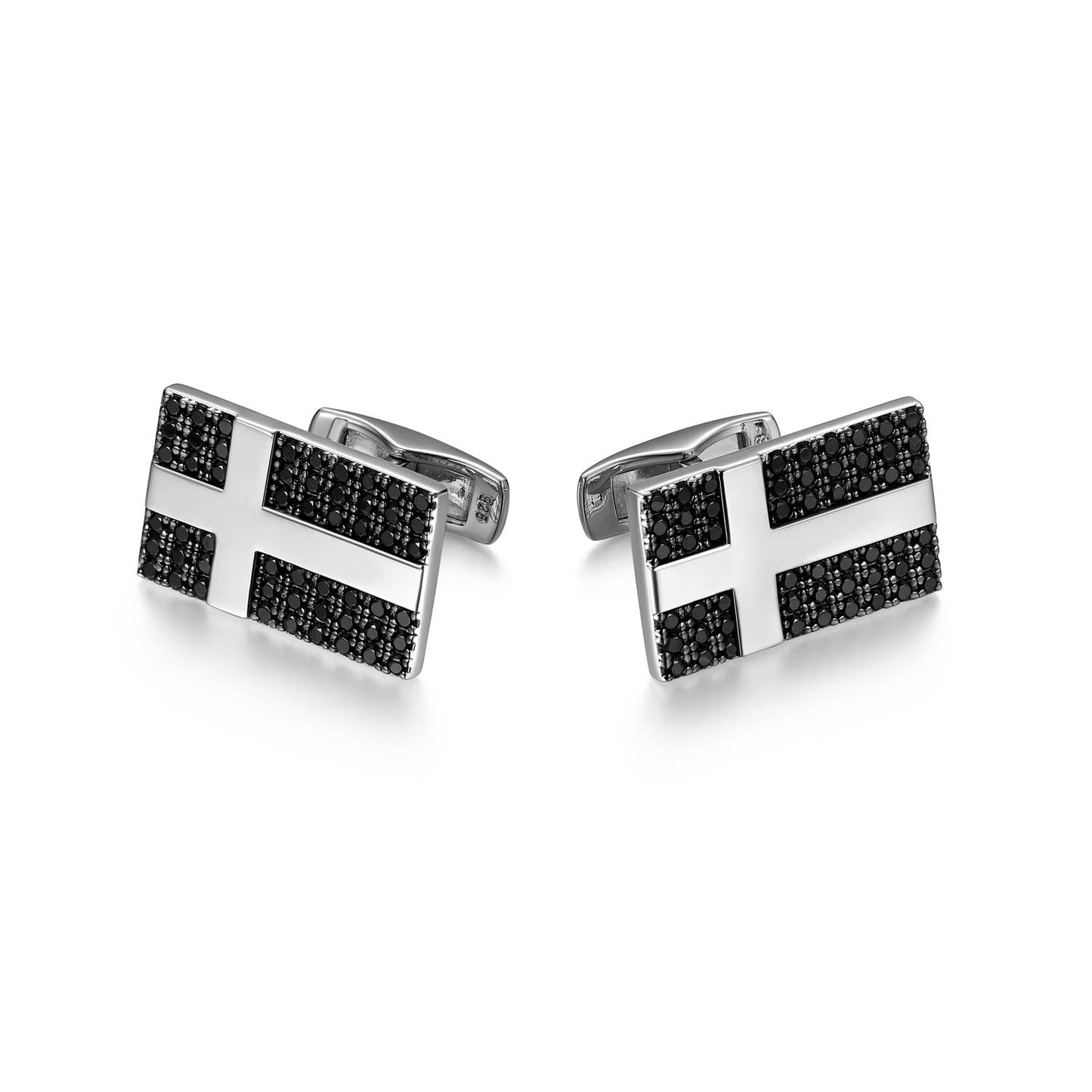 Black Ice Gunmetal Rhodium Finish Sterling Silver Cufflinks - UC0037 | ethos