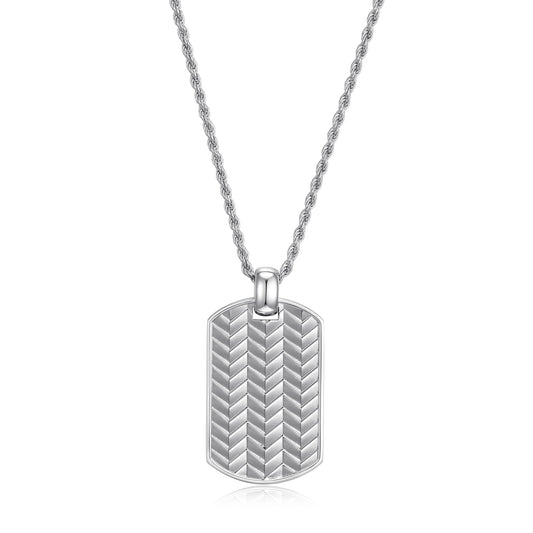 Chevron Rhodium Finish Pendant Necklace - UN0009 | ethos