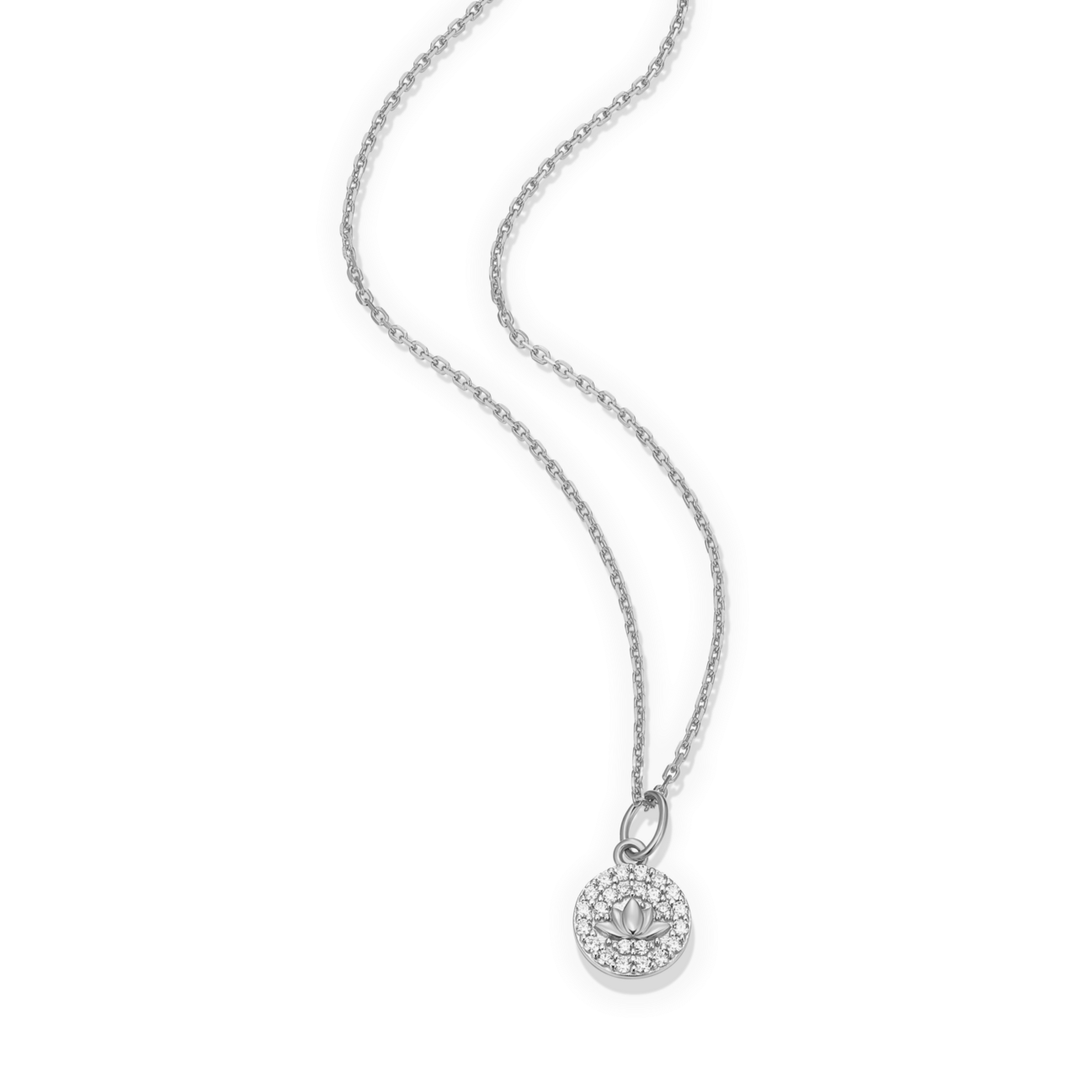 Lotus Tag Pendant Necklace in Rhodium-Plated Sterling Silver | M by Monte Luna