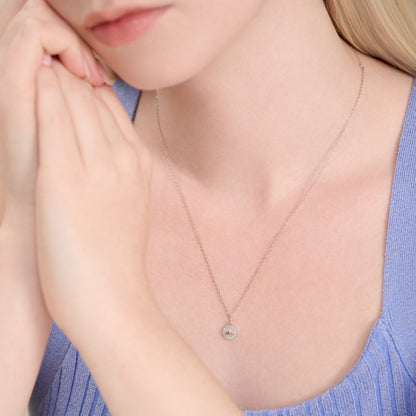 Lotus Tag Pendant Necklace in Rhodium-Plated Sterling Silver | M by Monte Luna