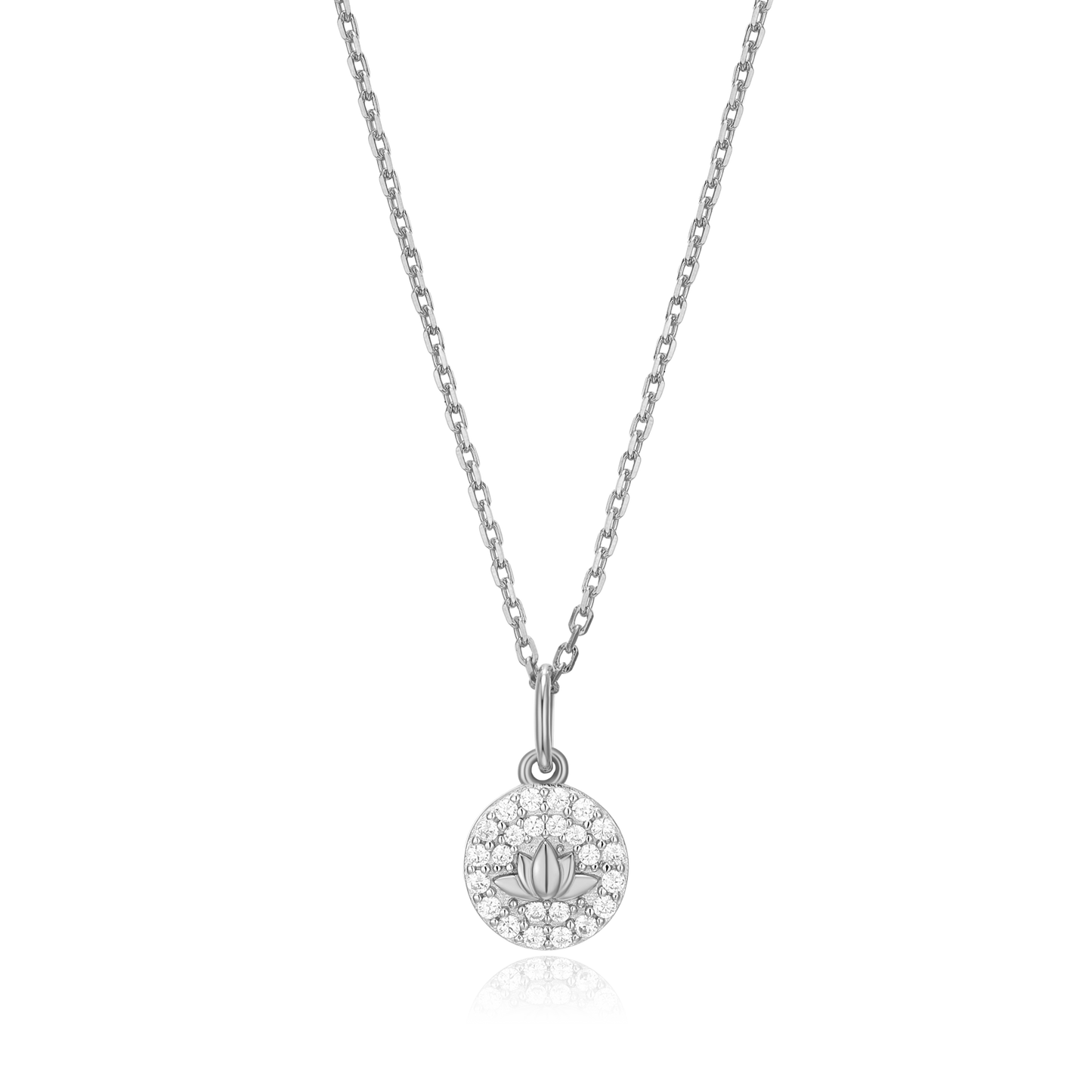Lotus Tag Pendant Necklace in Rhodium-Plated Sterling Silver | M by Monte Luna