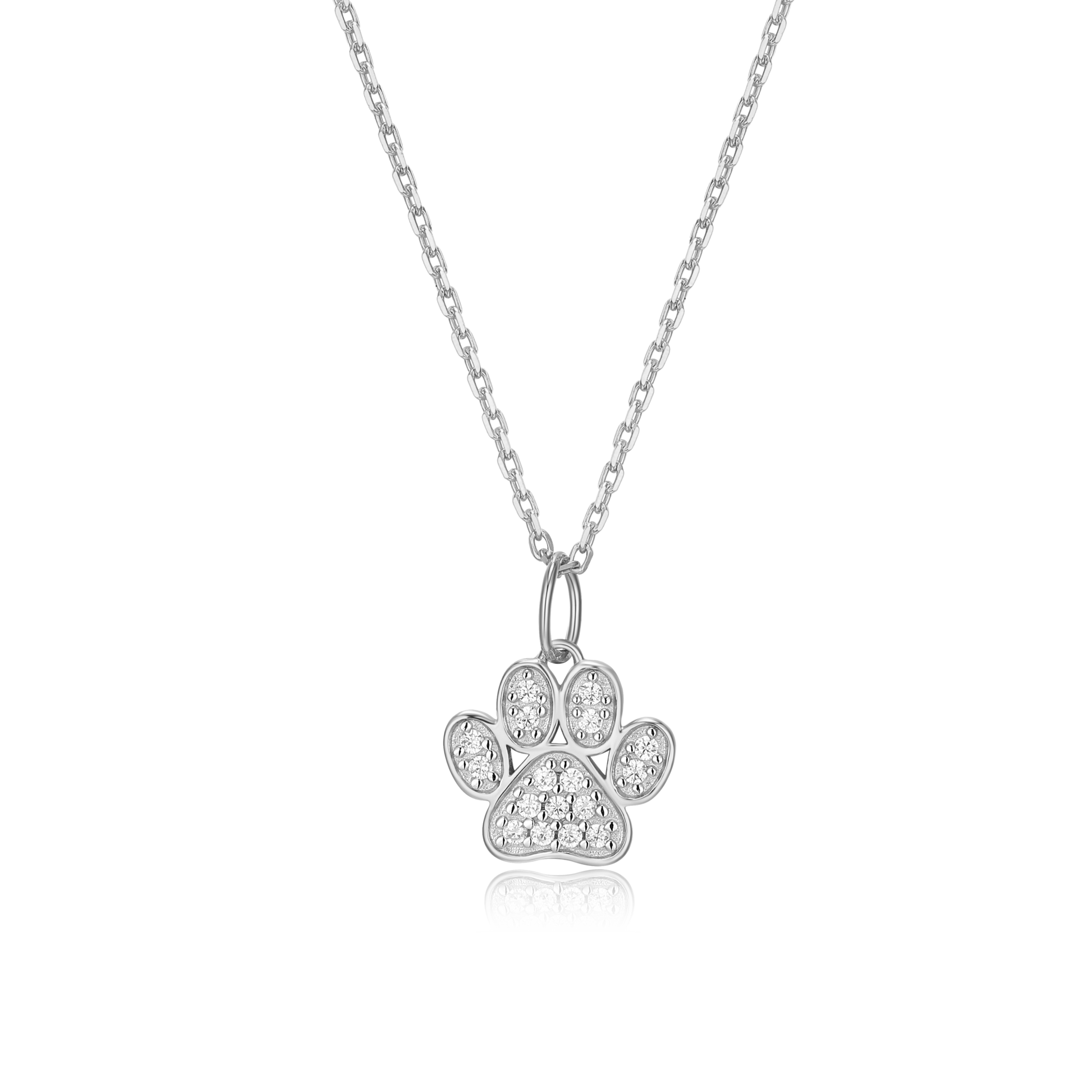 Paw Print Pendant Necklace in Rhodium-Plated Sterling Silver | M by Monte Luna