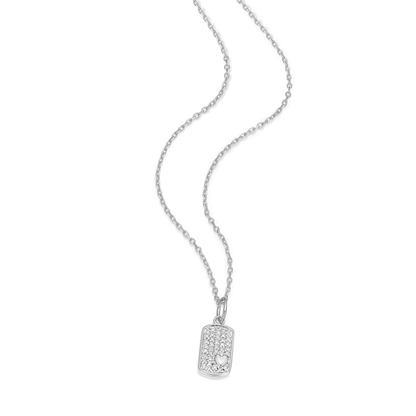 Mini-Heart Tag Pendant Necklace in Rhodium-Plated Sterling Silver | M by Monte Luna