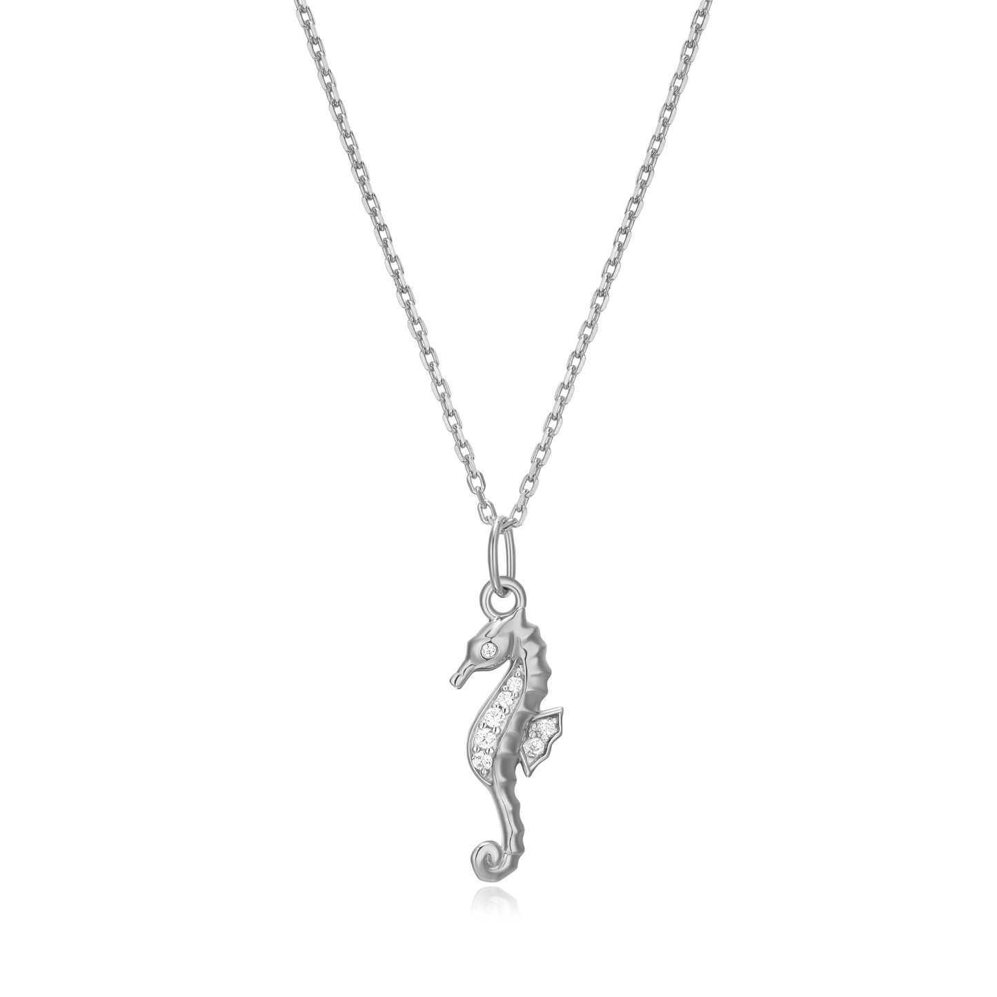 Seahorse Pendant Necklace in Rhodium-Plated Sterling Silver | M by Monte Luna