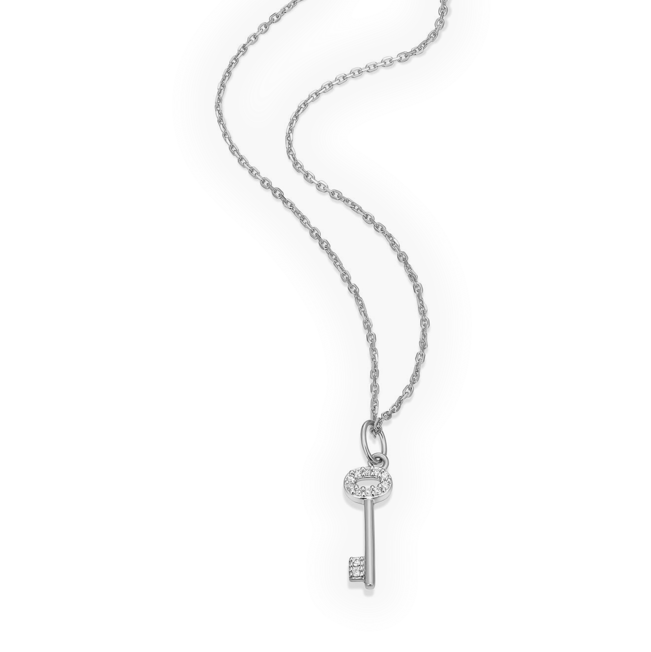 Skeleton Key Pendant Necklace in Rhodium-Plated Sterling Silver | M by Monte Luna