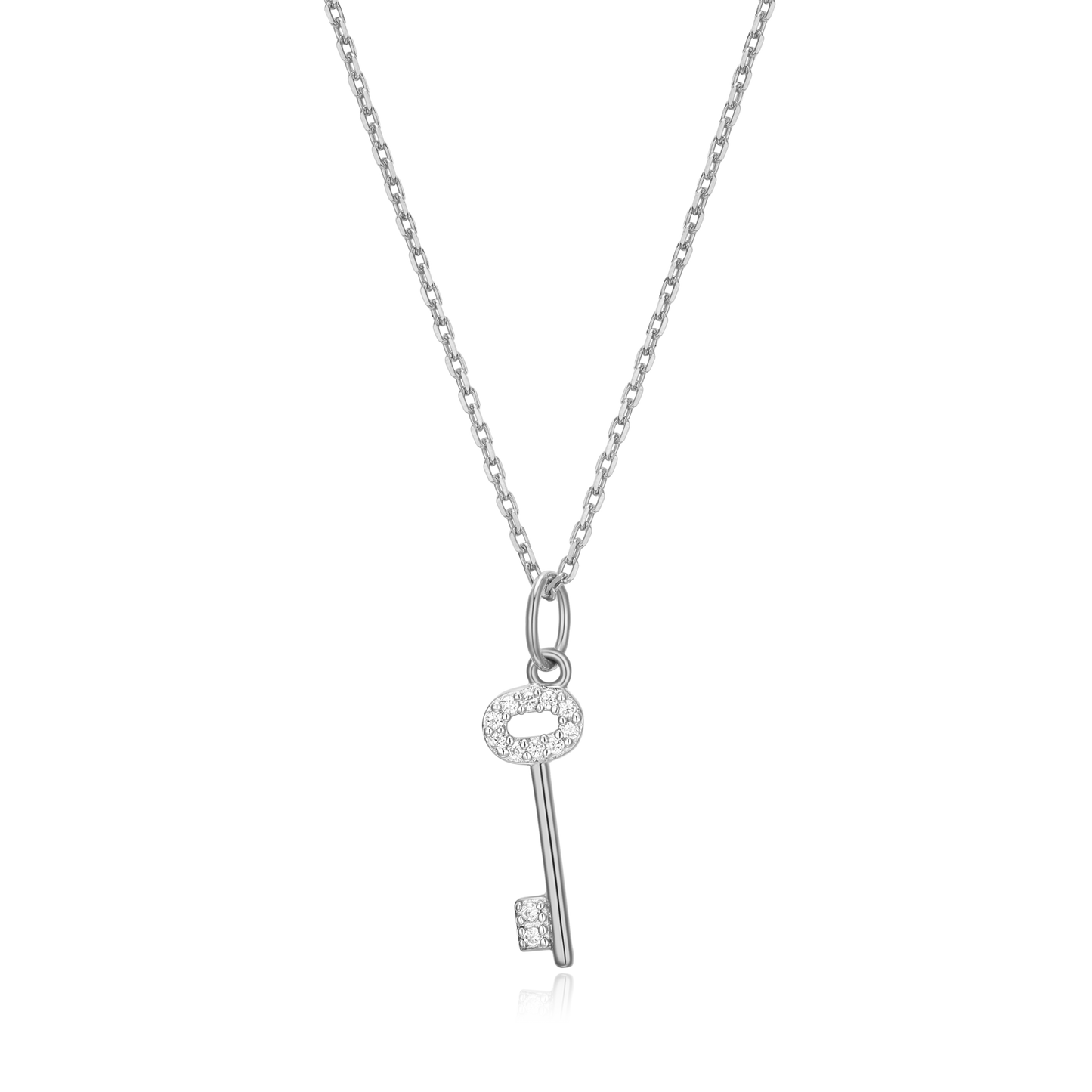 Skeleton Key Pendant Necklace in Rhodium-Plated Sterling Silver | M by Monte Luna