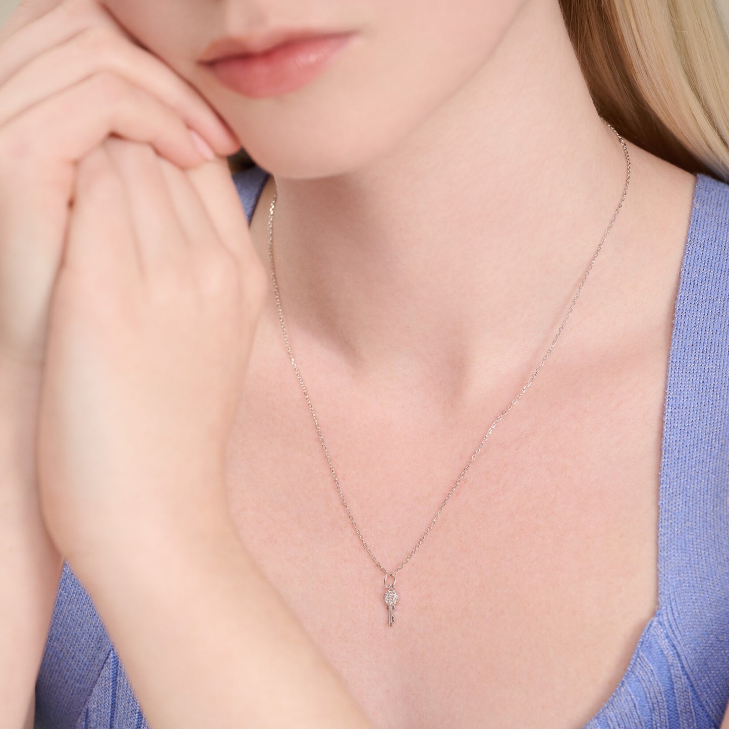 Latchkey Pendant Necklace in Rhodium-Plated Sterling Silver | M by Monte Luna