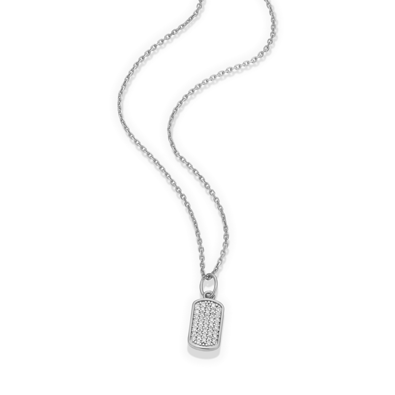 Hex Tag Pendant Necklace in Rhodium-Plated Sterling Silver | M by Monte Luna