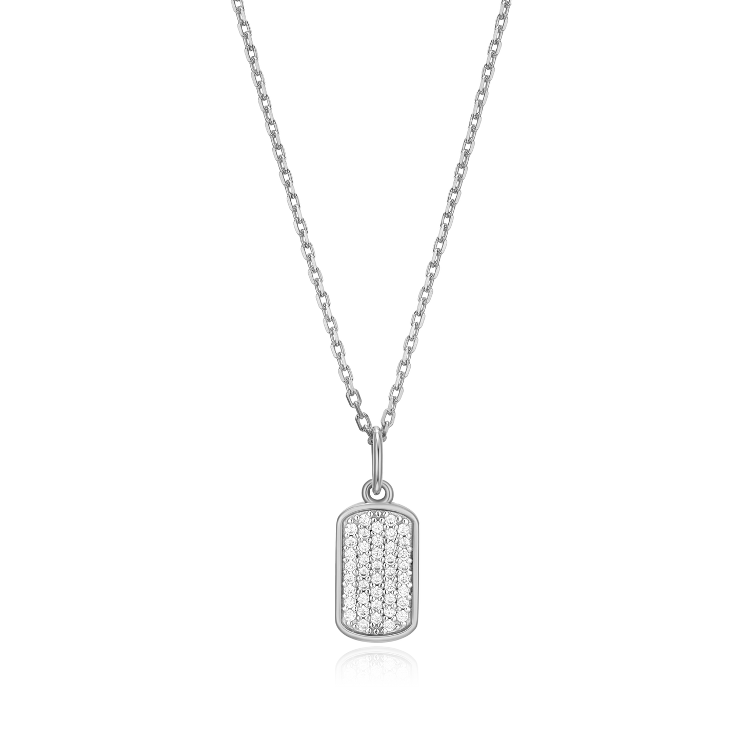 Hex Tag Pendant Necklace in Rhodium-Plated Sterling Silver | M by Monte Luna