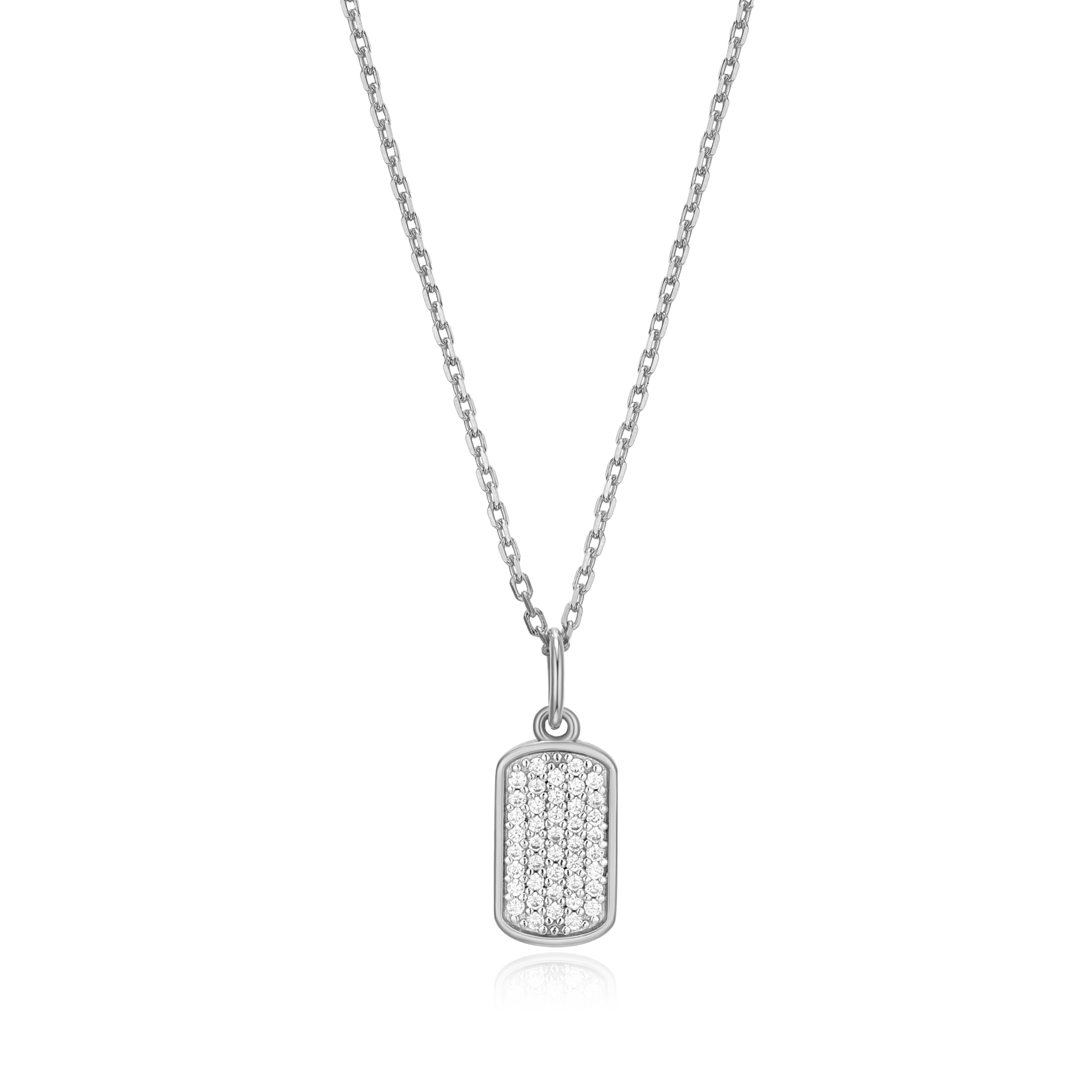 Hex Tag Pendant Necklace in Rhodium-Plated Sterling Silver | M by Monte Luna