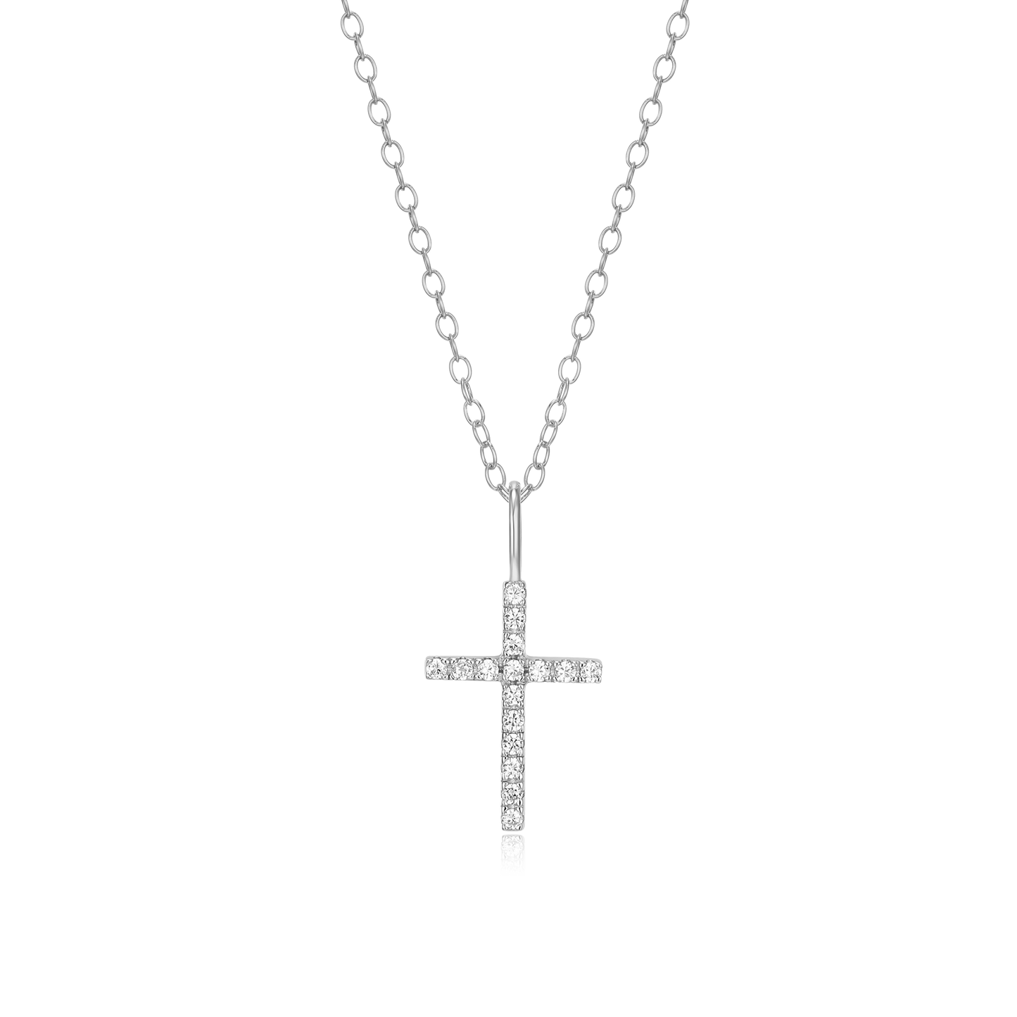 Cross Pendant Necklace in Rhodium-Plated Sterling Silver | M by Monte Luna