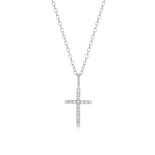 Cross Pendant Necklace in Rhodium-Plated Sterling Silver | M by Monte Luna