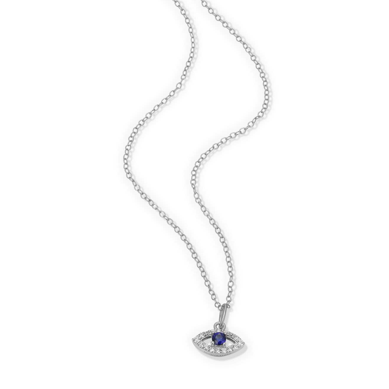 Evil Eye Pendant Necklace in Rhodium-Plated Sterling Silver | M by Monte Luna