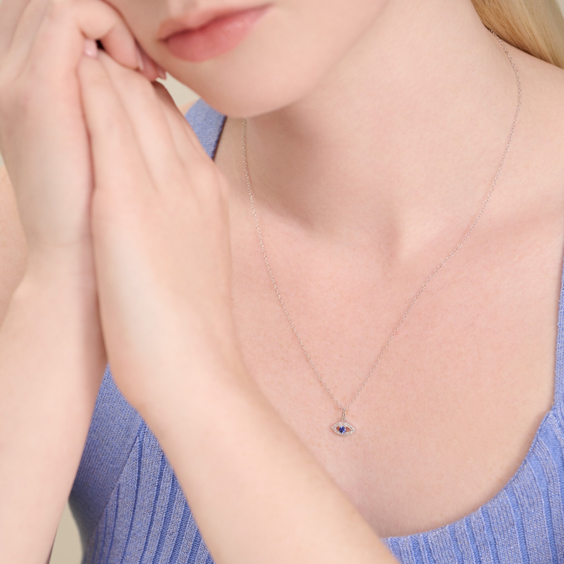 Evil Eye Pendant Necklace in Rhodium-Plated Sterling Silver | M by Monte Luna