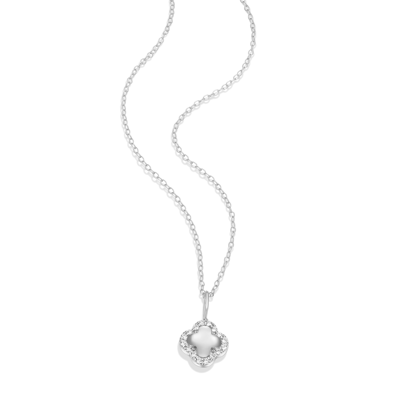 Clover Pendant Necklace in Rhodium-Plated Sterling Silver | M by Monte Luna