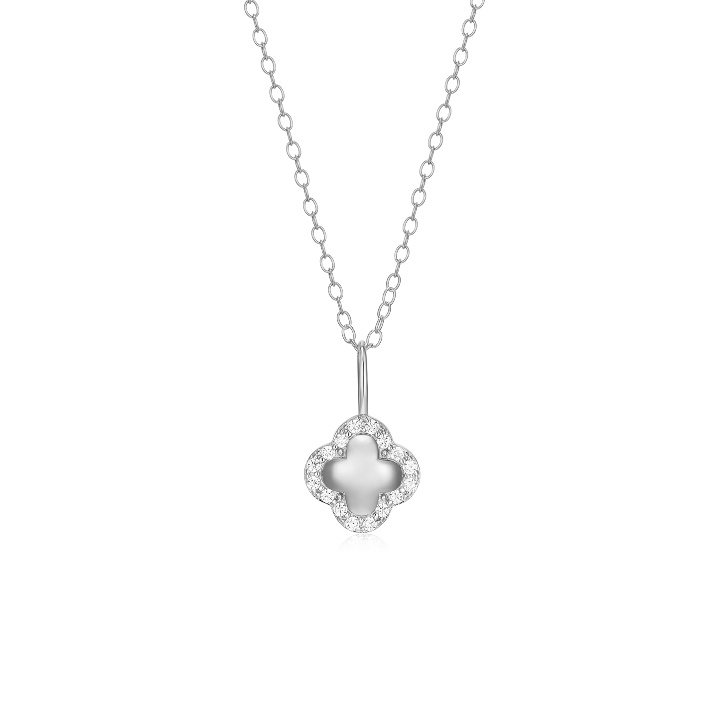Clover Pendant Necklace in Rhodium-Plated Sterling Silver | M by Monte Luna