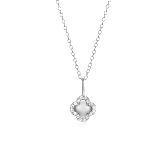 Clover Pendant Necklace in Rhodium-Plated Sterling Silver | M by Monte Luna