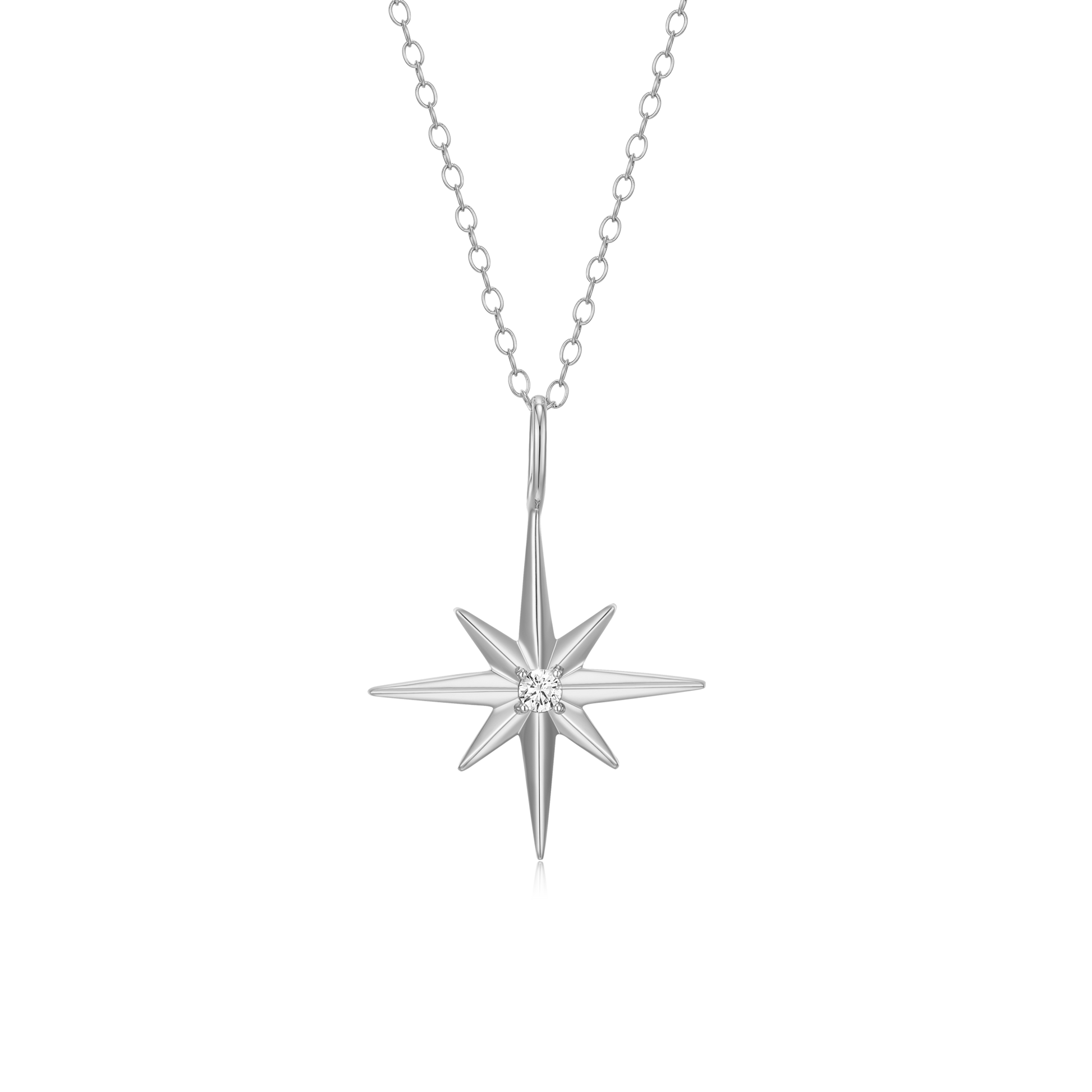 North Star Pendant Necklace in Rhodium-Plated Sterling Silver | M by Monte Luna