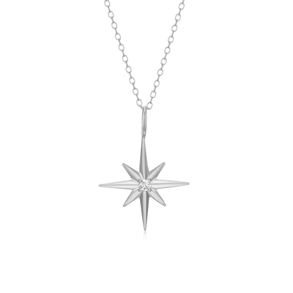 North Star Pendant Necklace in Rhodium-Plated Sterling Silver | M by Monte Luna