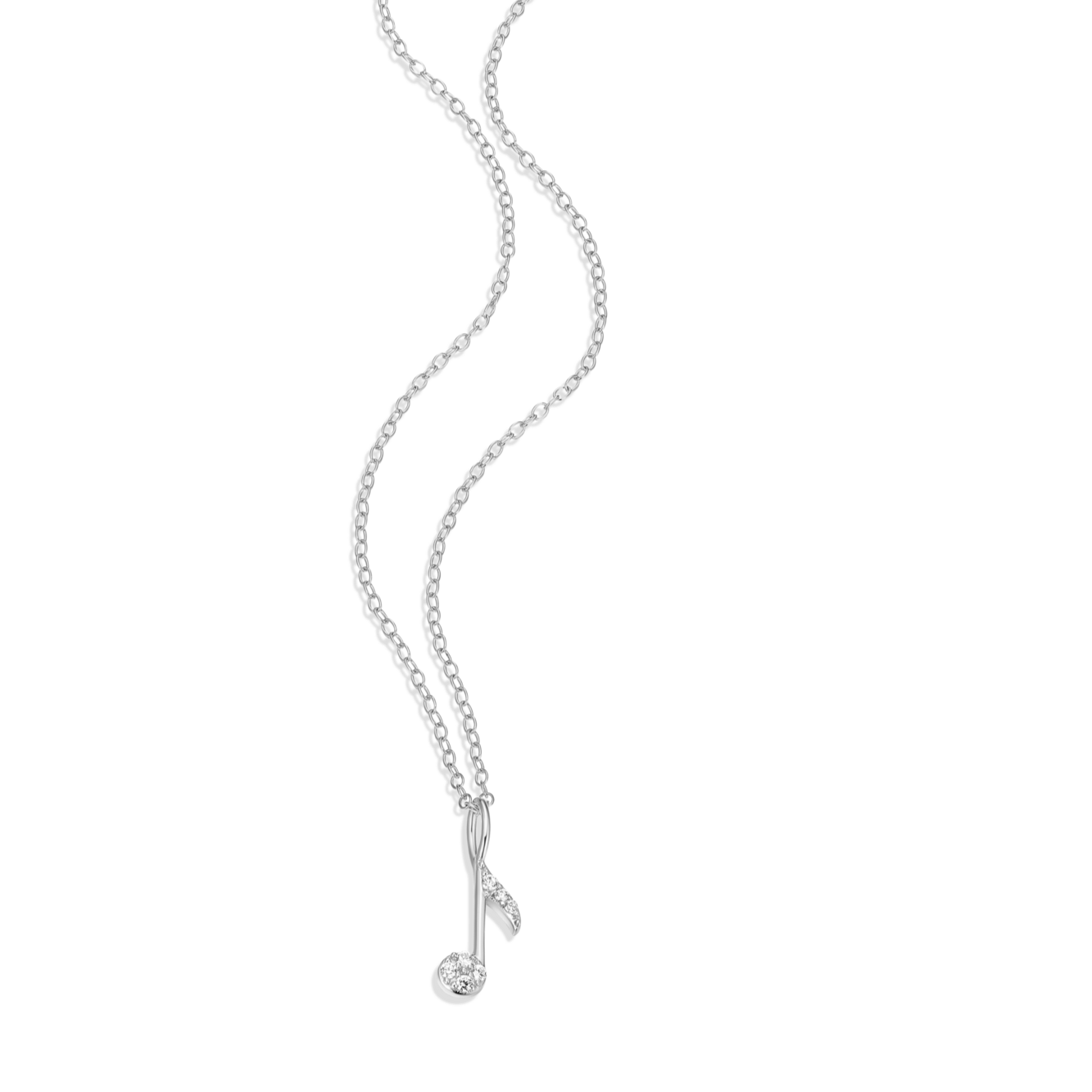 Eighth Note Pendant Necklace in Rhodium-Plated Sterling Silver | M by Monte Luna