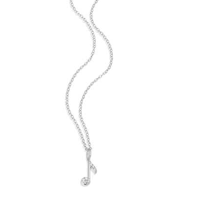 Eighth Note Pendant Necklace in Rhodium-Plated Sterling Silver | M by Monte Luna