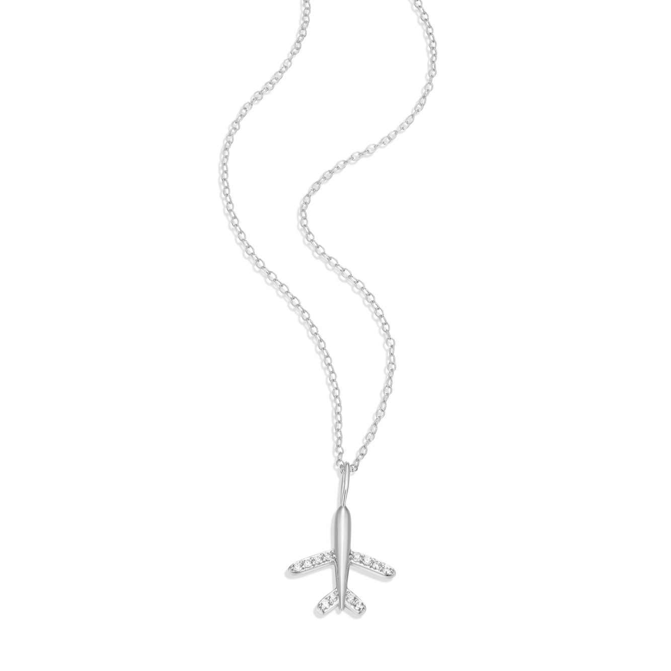 Airplane Pendant Necklace in Rhodium-Plated Sterling Silver | M by Monte Luna