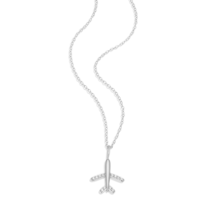 Airplane Pendant Necklace in Rhodium-Plated Sterling Silver | M by Monte Luna