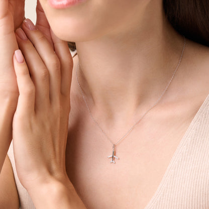Airplane Pendant Necklace in Rhodium-Plated Sterling Silver | M by Monte Luna