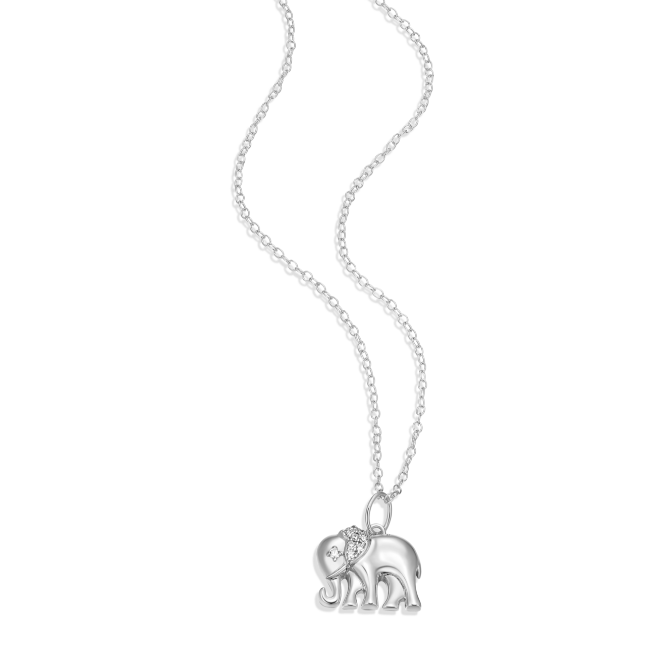 Elephant Pendant Necklace in Rhodium-Plated Sterling Silver | M by Monte Luna