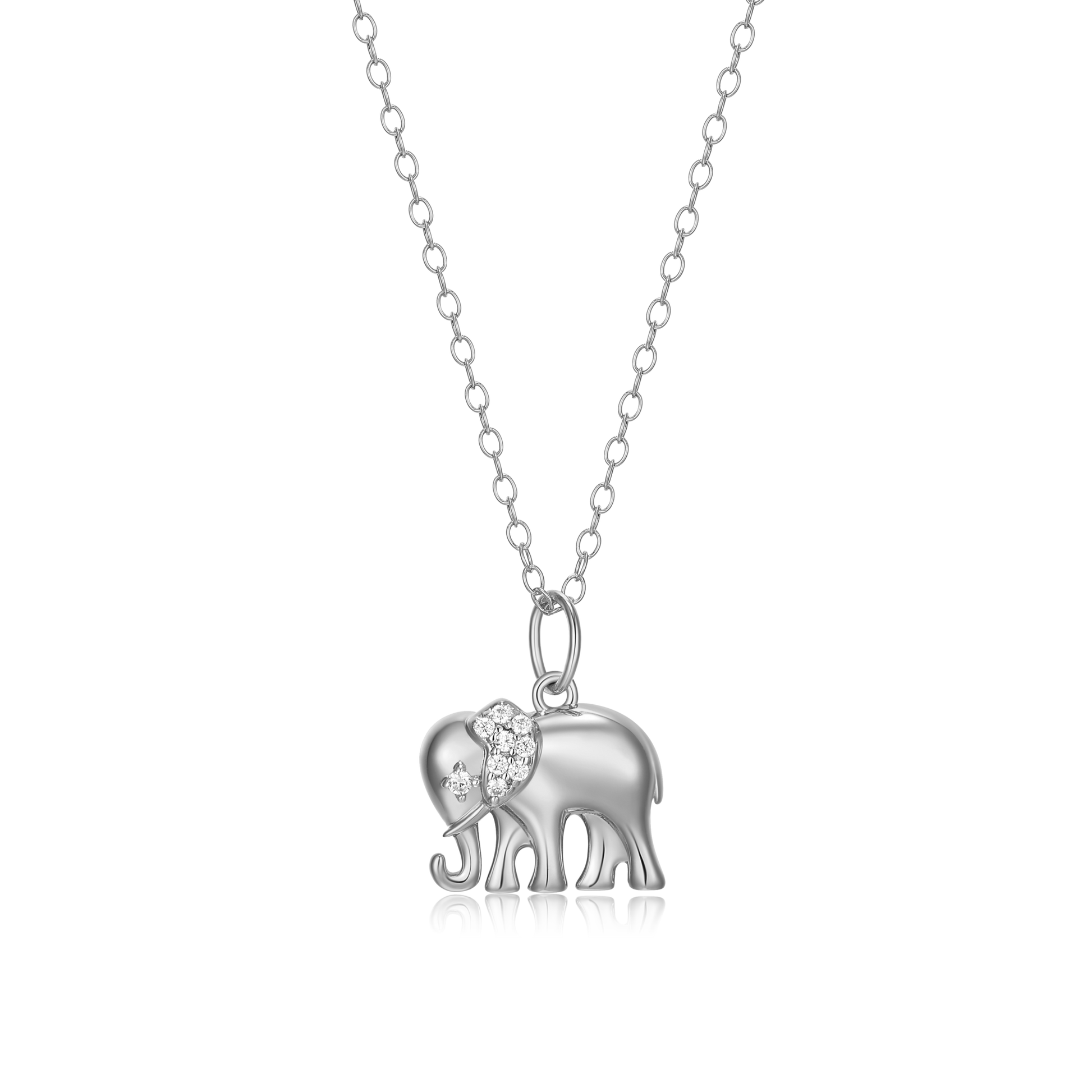 Elephant Pendant Necklace in Rhodium-Plated Sterling Silver | M by Monte Luna