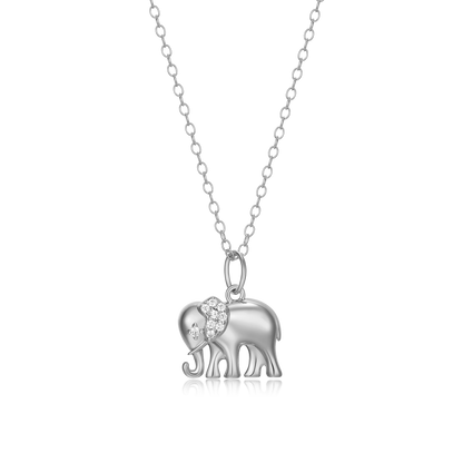 Elephant Pendant Necklace in Rhodium-Plated Sterling Silver | M by Monte Luna