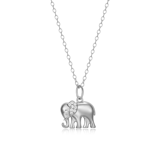 Elephant Pendant Necklace in Rhodium-Plated Sterling Silver | M by Monte Luna