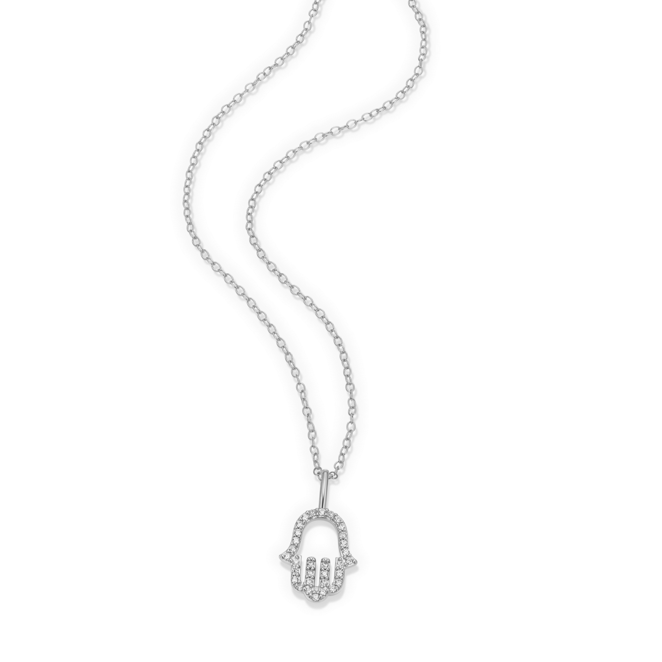 Hamsa Pendant Necklace in Rhodium-Plated Sterling Silver | M by Monte Luna